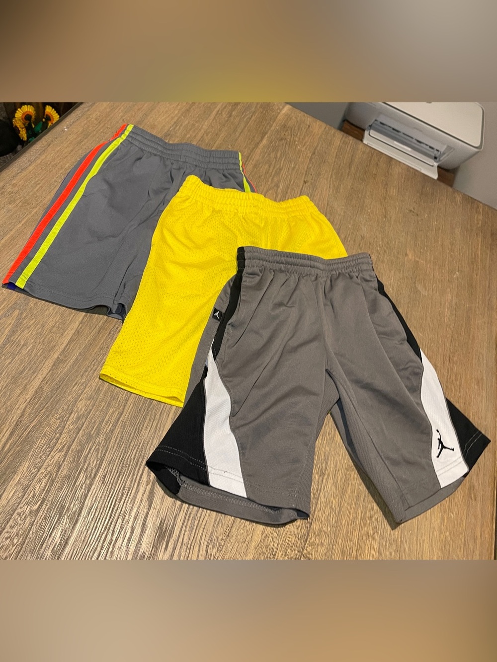 3-Pair Bundle Boys Athletic Shorts - Gray, Yellow, Size Small